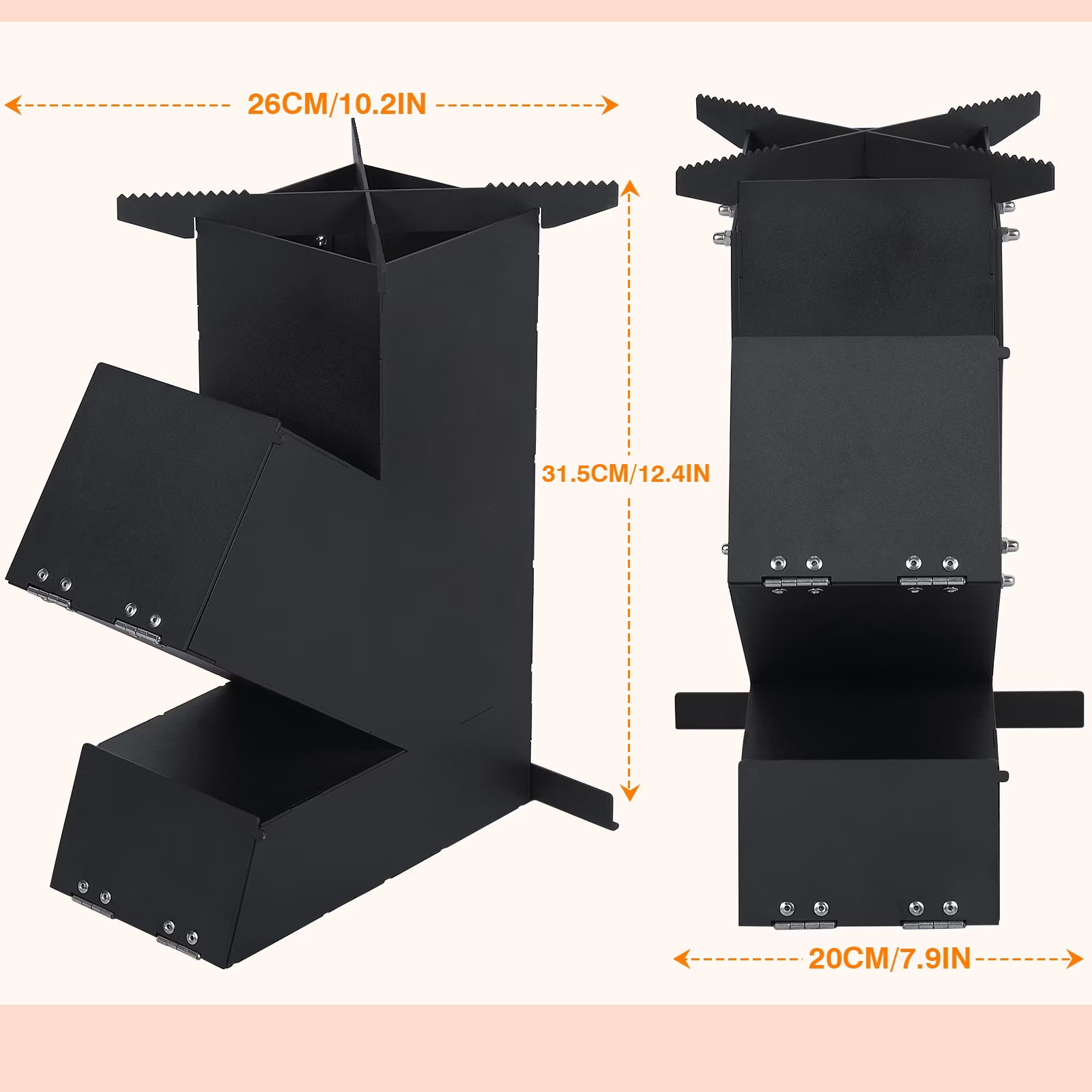SIXDAY Rocket Stove Portable Wood Burning Stove, Heavy Duty Outdoor Cooking Stove with Steel Construction, Camping Grill for Backyard Cooking, Hiking & Emergency Preparedness