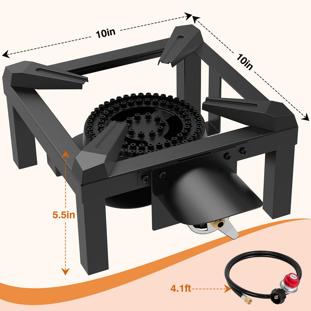 SIXDAY 1-Burner Propane Camping Stove, 100,000 BTU Gas Stove with 0-20 PSI Regulator, High Pressure, Portable for Outdoor Cooking