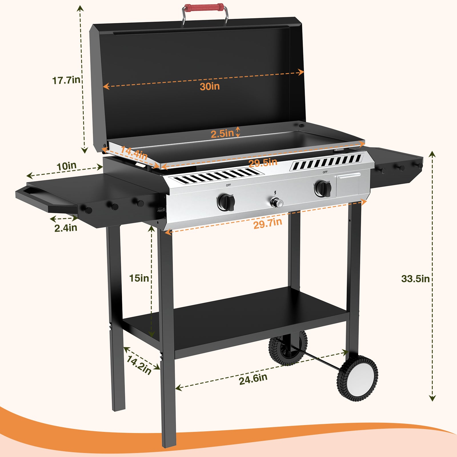 SIXDAY 2 Burner Gas Stove with Griddle, 150,000 BTU Propane Stove with High-Pressure Cast Iron Burners, Regulator