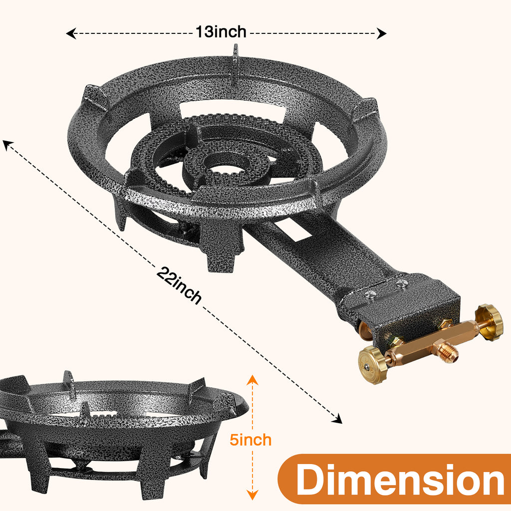 SIXDAY 1 Propane Burner Stove, 90,000 BTU Gas Stove with 0-20 PSI Regulator, Cast Iron Wok, Portable for Outdoor Cooking
