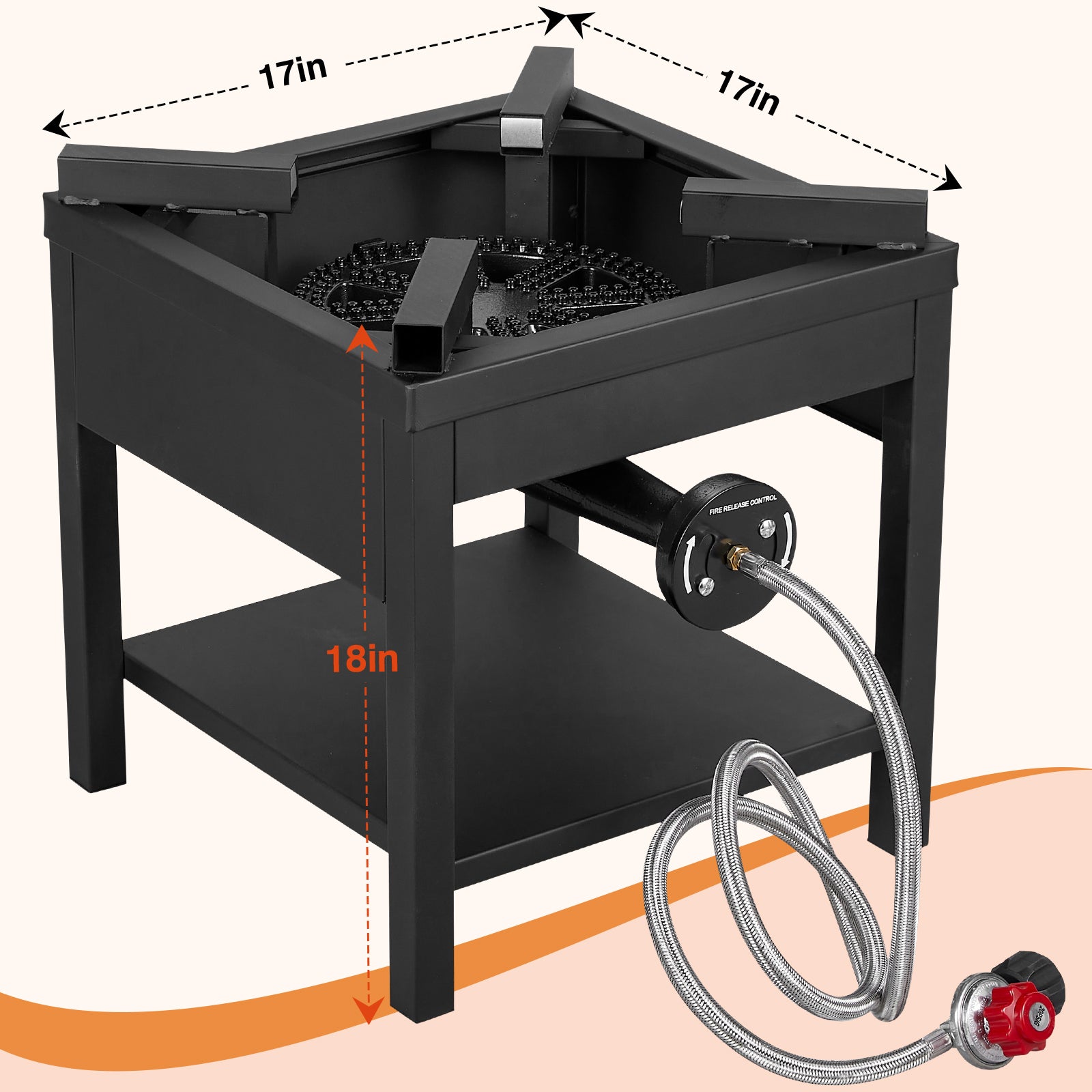 SIXDAY 260,000 BTU Propane Burner Stove, Heavy Duty Gas Camping Stove with 0-20 PSI Regulator & Steel-Braided Hose for Turkey Frying and Brewing