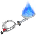 SIXDAY 11.2" Burner Head High Pressure, 200, 000 BTU Cast Iron Burner, 4.1ft Hose & Brass Fitting (Round)