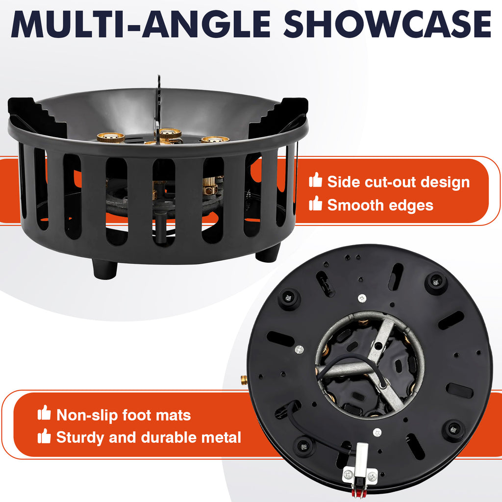 SIXDAY 72,000 BTU Propane Gas Stove, One Burner Camping Stove with Windproof & Extended Hose, 3 Adapters, Carrying Bag