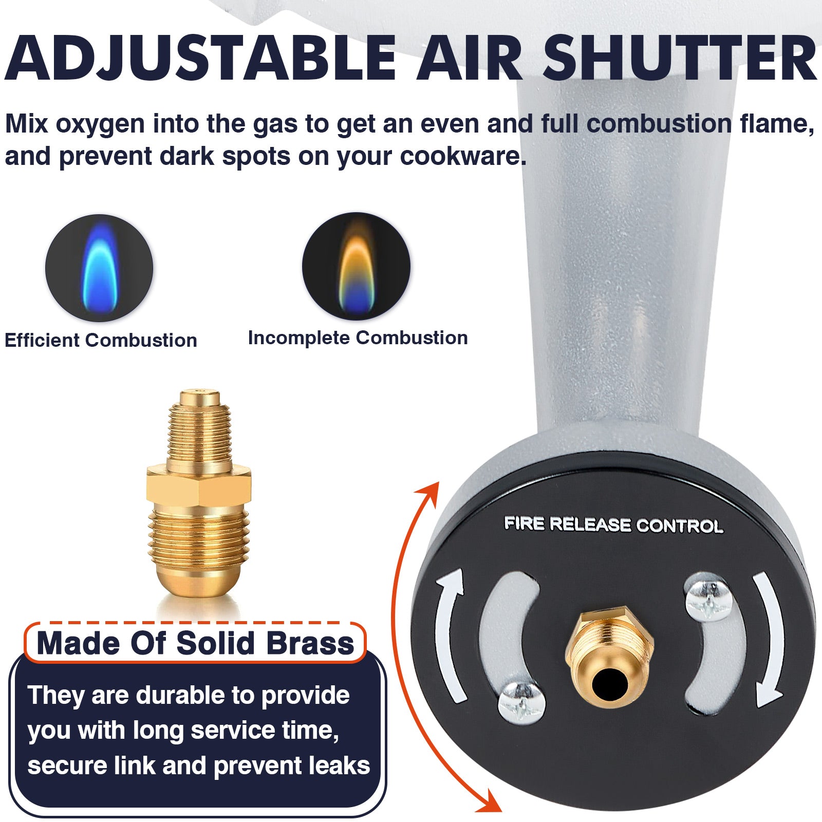 SIXDAY 11.2" Burner Head High Pressure, 200, 000 BTU Cast Iron Burner, 4.1ft Hose & Brass Fitting (Round)