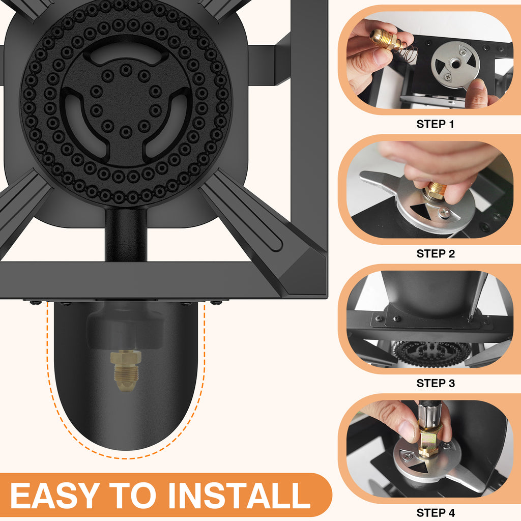 SIXDAY 1-Burner Propane Camping Stove, 100,000 BTU Gas Stove with 0-20 PSI Regulator, High Pressure, Portable for Outdoor Cooking