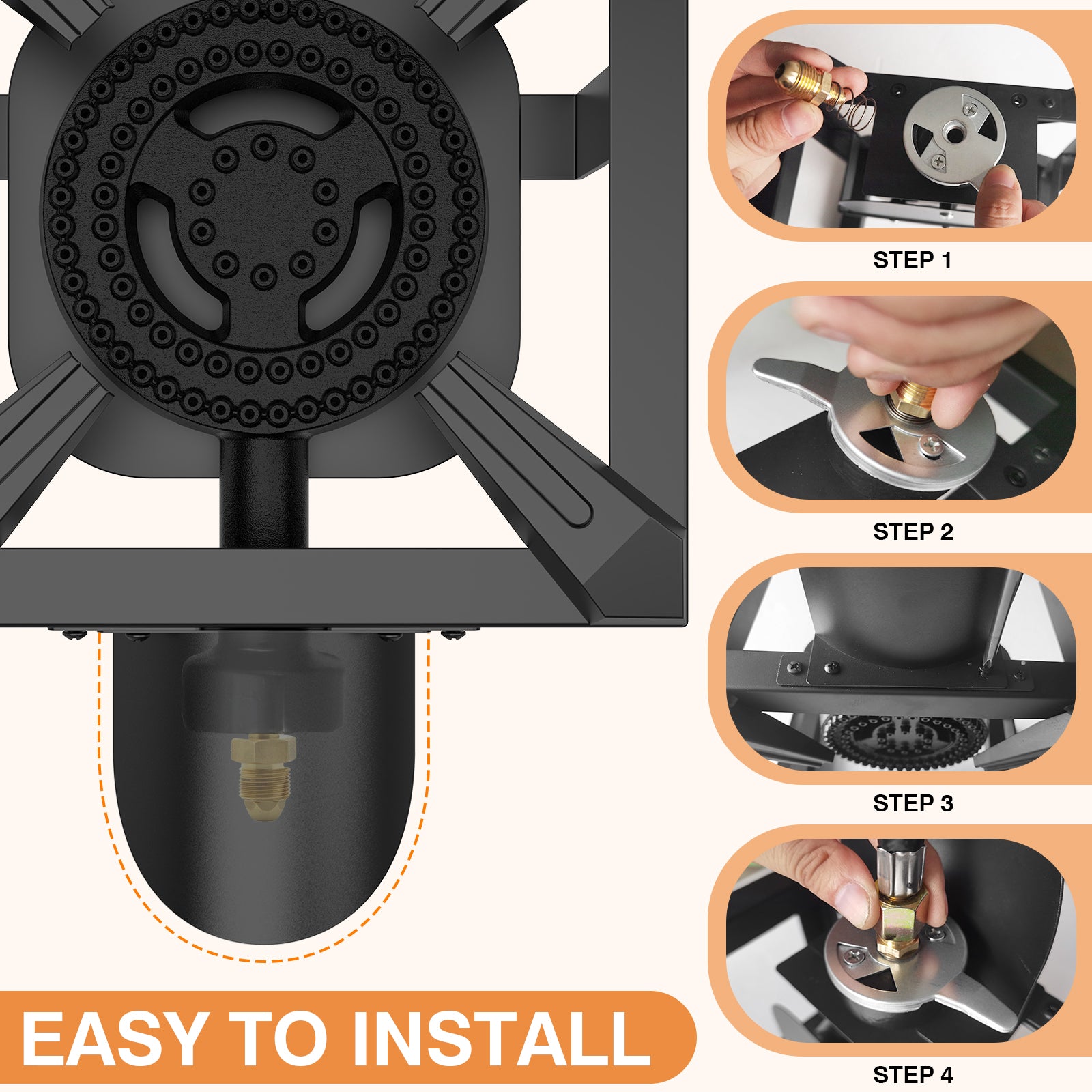 SIXDAY 1-Burner Propane Camping Stove, 100,000 BTU Gas Stove with 0-20 PSI Regulator, High Pressure, Portable for Outdoor Cooking