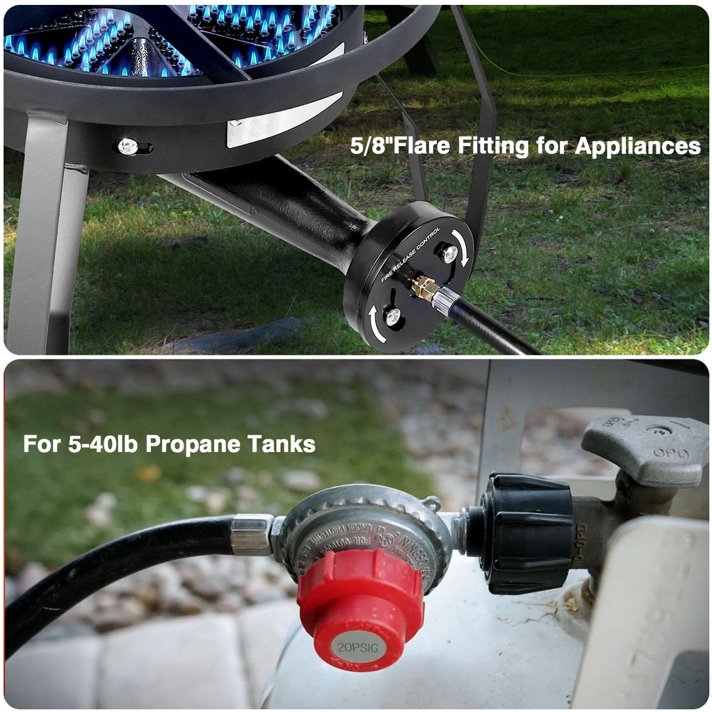 SIXDAY High Pressure Propane Regulator Hose, 4.1ft PVC Hose with Brass Fittings for Gas Grills, Outdoor Stoves, Turkey Fryers & Camp Appliances