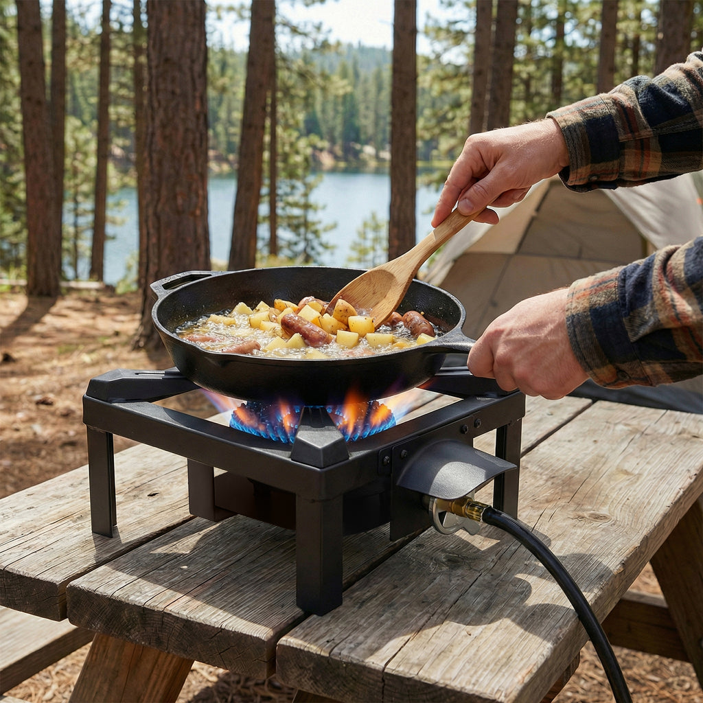 SIXDAY 1-Burner Propane Camping Stove, 100,000 BTU Gas Stove with 0-20 PSI Regulator, High Pressure, Portable for Outdoor Cooking