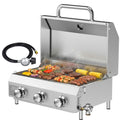 SIXDAY Portable 3-Burner Gas BBQ Grill with Dual Fuel Adapter, 22,500 BTU Stainless Steel Tabletop Grill for Outdoor Cooking, Camping & RV
