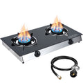 SIXDAY 2 Burner Propane Gas Cooktop, 19,000 BTU Portable Tempered Glass Stove with Auto Ignition, CSA Regulator & Hose