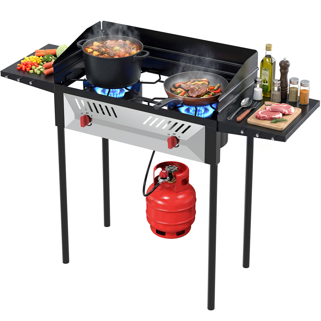 SIXDAY 2 Burner Propane Camping Stove, 150,000 BTU Portable Outdoor Ga ...