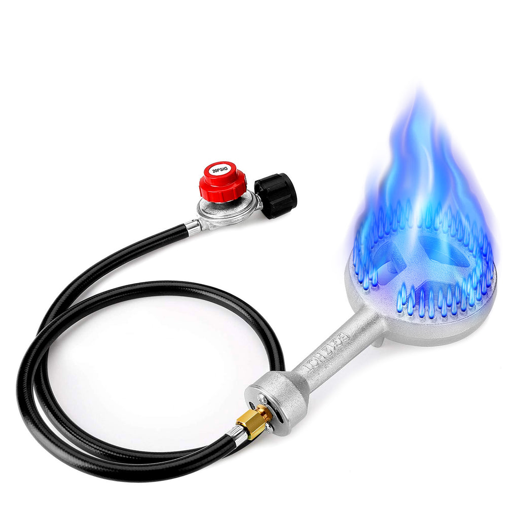 SIXDAY 260,000 BTU Propane Burner Stove, Heavy Duty Gas Camping Stove with 0-20 PSI Regulator & Steel-Braided Hose for Turkey Frying and Brewing