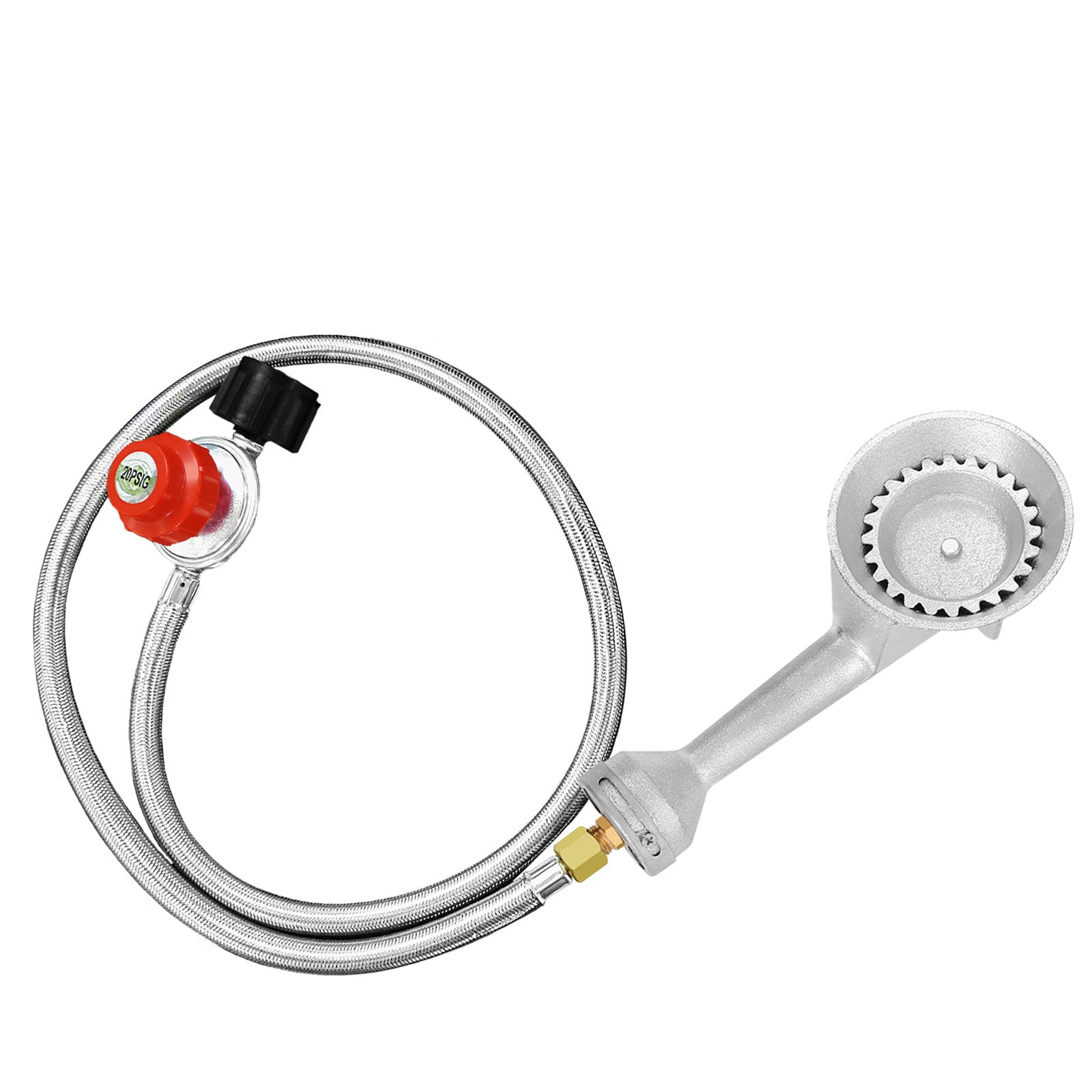 SIXDAY High Pressure Burner Head, 0-20 PSI Adjustable Regulator, 4.1ft Hose & Brass Fitting for Outdoor Cooking, Camping, Brewing & BBQ