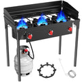 SIXDAY 3 Burner Propane Outdoor Stove with Wind Guards, 225,000 BTU Portable Gas Cooker with Removable Legs, High Pressure Camping Stove for Outdoor Cooking, Tailgating & Frying