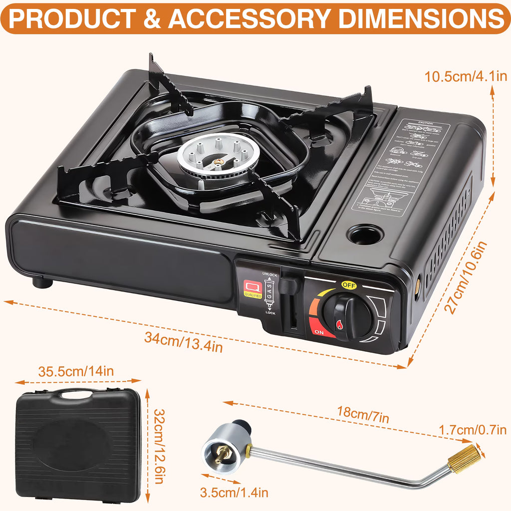 SIXDAY Portable Dual Fuel Camping Stove, 10,000 BTU Butane & Propane Single Burner with Adapter and Carry Case for Outdoor Cooking, Camping, Tailgating & Emergency Use