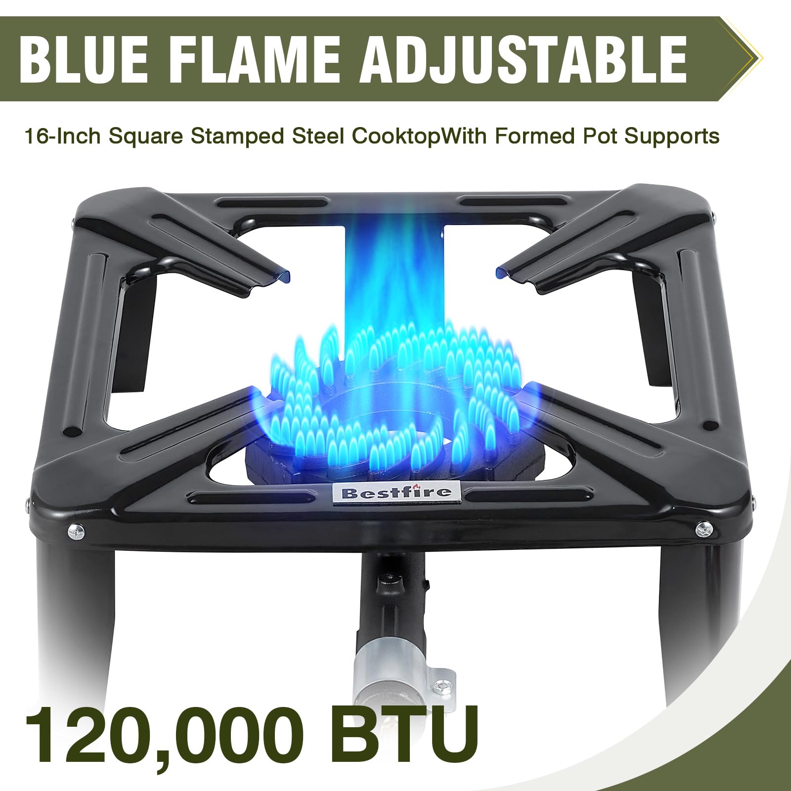 SIXDAY 120,000 BTU Single Propane Stove, High Power Propane Burner, 16" Steel Cooktop with 4.1ft Adjustable Hose for Fast & Efficient Outdoor Cooking